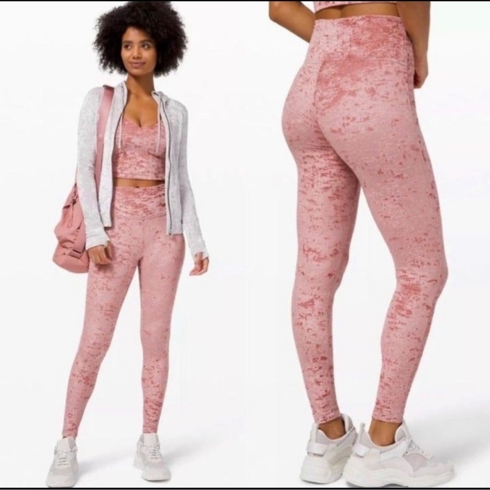 Lululemon Pink Crushed Velvet Wunder Lounge
High Rise Tight 28" size 8